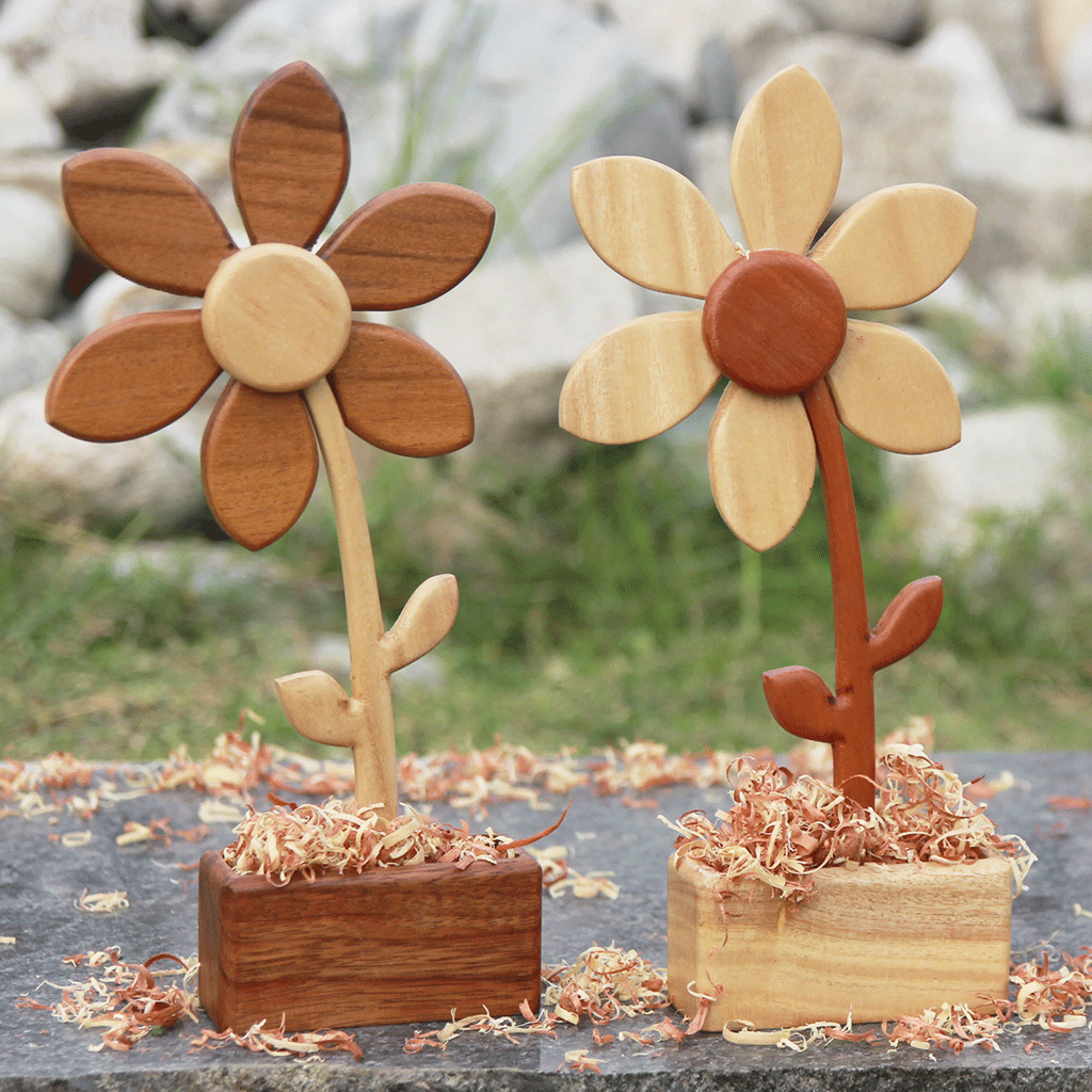 Handmade Wooden Flower: Set Of 2 | Gift For Couples | Anniversary Gift