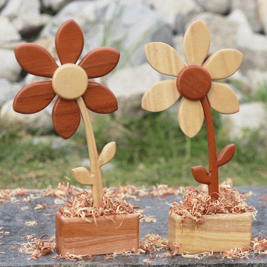 Handmade Wooden Flower: Set Of 2 | Gift For Couples | Anniversary Gift