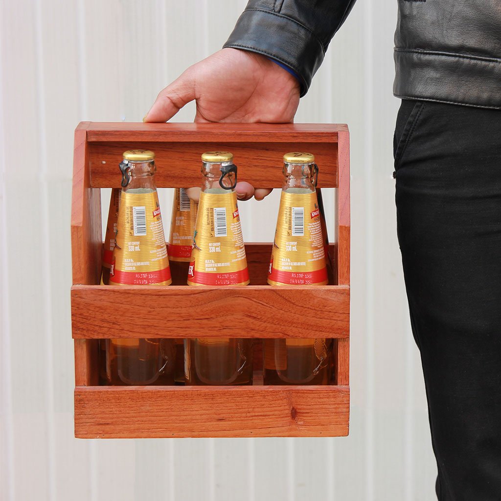 Wooden 6 Pack Beer Carrier - Wooden Beer Caddy - Wooden Beer Bottle Holder - Beer Gifts - Beer Holder - Beer Carrier - 6 Pack Beer Bottle Holder - Bar Accessories - Woodgeek Store