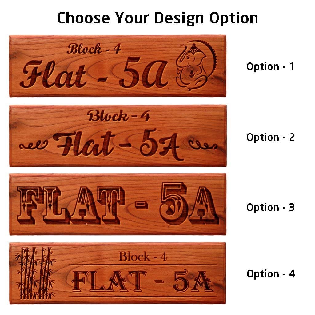 Wooden Address Signs for Home - Personalized Signs For Home Engraved With House number &amp; Flat Number - House Nameplates by Woodgeek Store