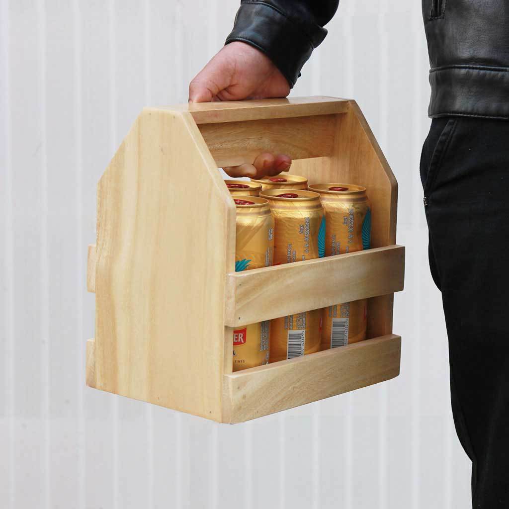 Wooden 6 Pack Beer Carrier - Wooden Beer Caddy - Wooden Beer Bottle Holder - Beer Gifts - Beer Holder - Beer Carrier - 6 Pack Beer Bottle Holder - Bar Accessories - Woodgeek Store