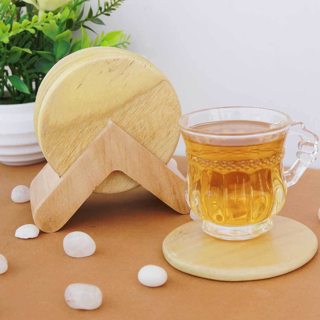 Round Wooden Coaster Set With Holder| Custom Coasters| Coasters 