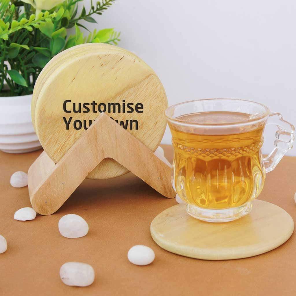 Custom Coasters. Personalised Coasters Engraved With Text. Wooden Coaster Set Of 6. Round Coasters. These Personalized Coasters Can Be Used As Tea Coasters, Coffee Coasters or other Drinks Coasters. Buy Coasters Online at Woodgeek Store.