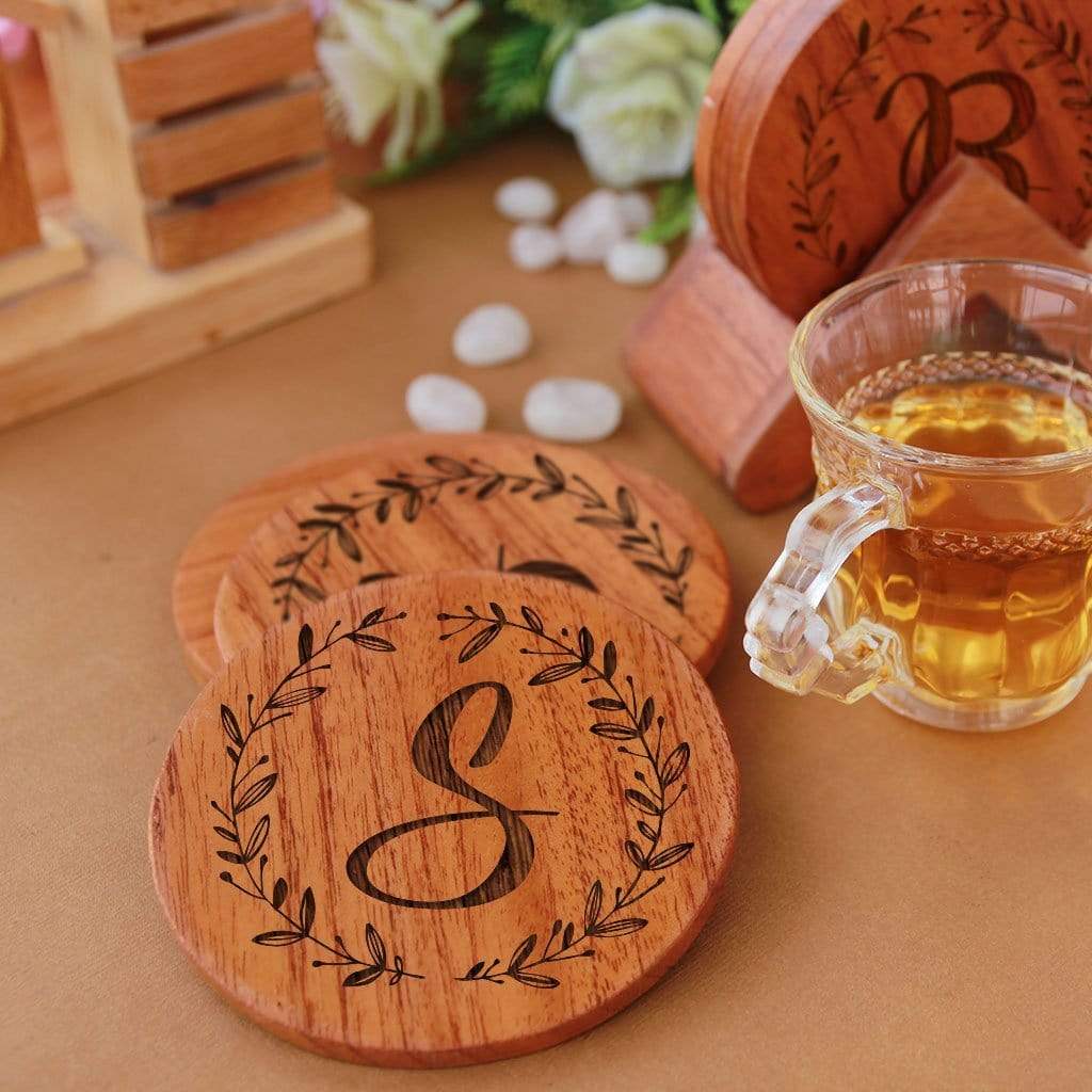 Initial Coasters. Monogram Coasters. Alphabet Coasters. Wooden Coasters With Initials. Looking for Diwali gifts for family, gifts for mom, home decor gifts or housewarming gifts? These personalised coasters make great personalized gifts. Buy coasters online at Woodgeek Store