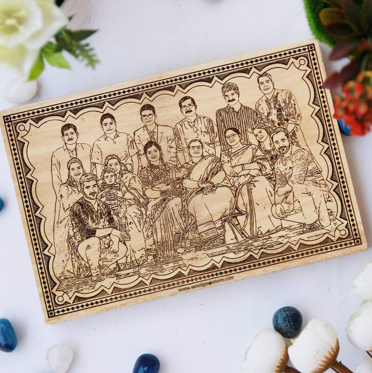 Wood Engraved Photo Poster For Family. This family photo on wood is one of the best personalized gifts for grandparents. Wooden plaque engraved with family photo is one of the best family gifts