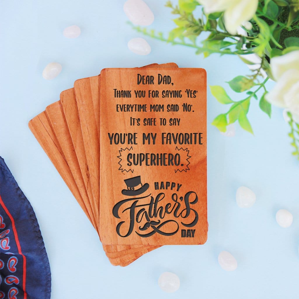 Greeting Card For Father & Fathers Day Cards. This Set Of Personalized Wooden Cards makes perfect fathers day greeting cards, birthday card for father or a greeting card for father for any occasion.