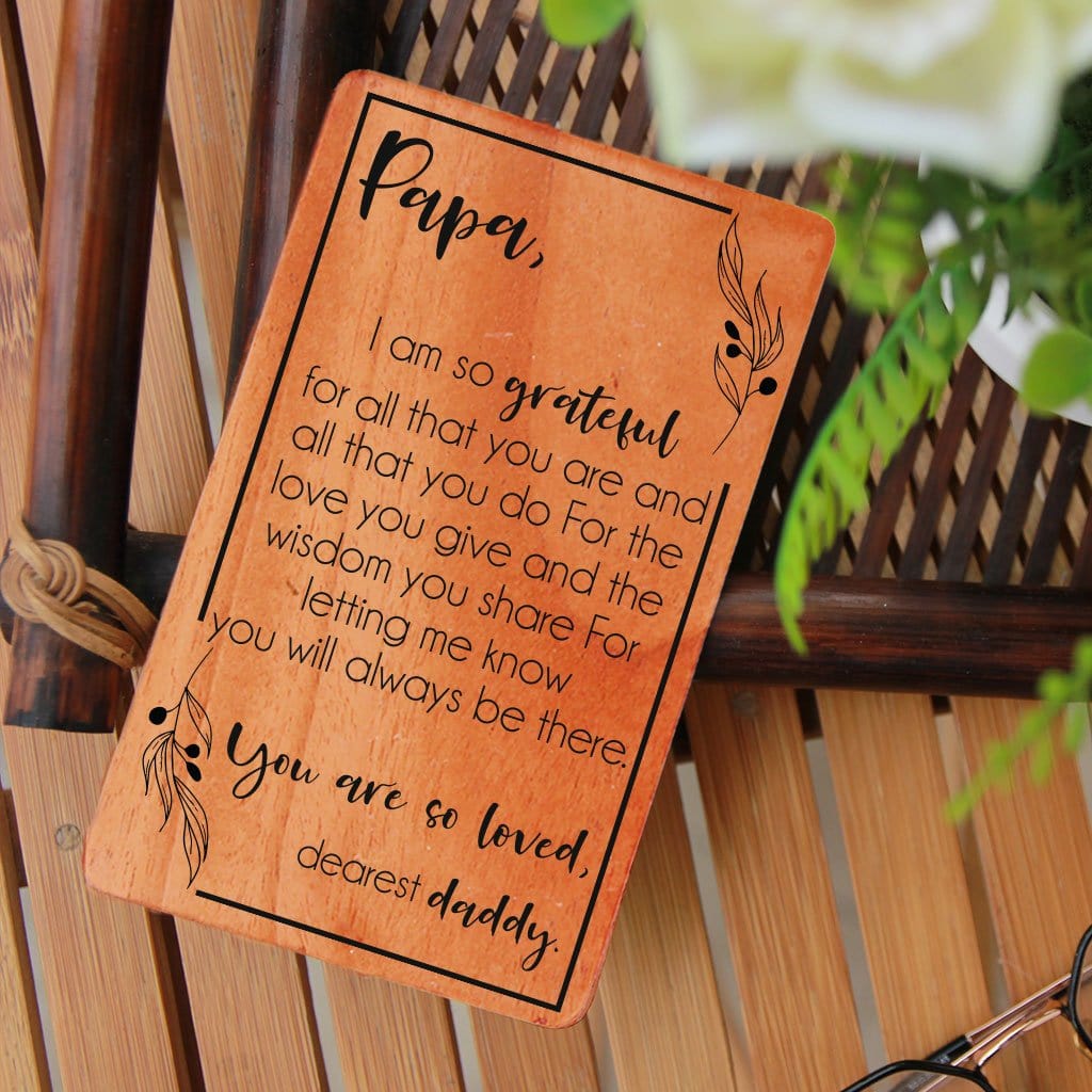 Greeting Card For Father & Fathers Day Cards: Set Of Personalized Wooden Cards