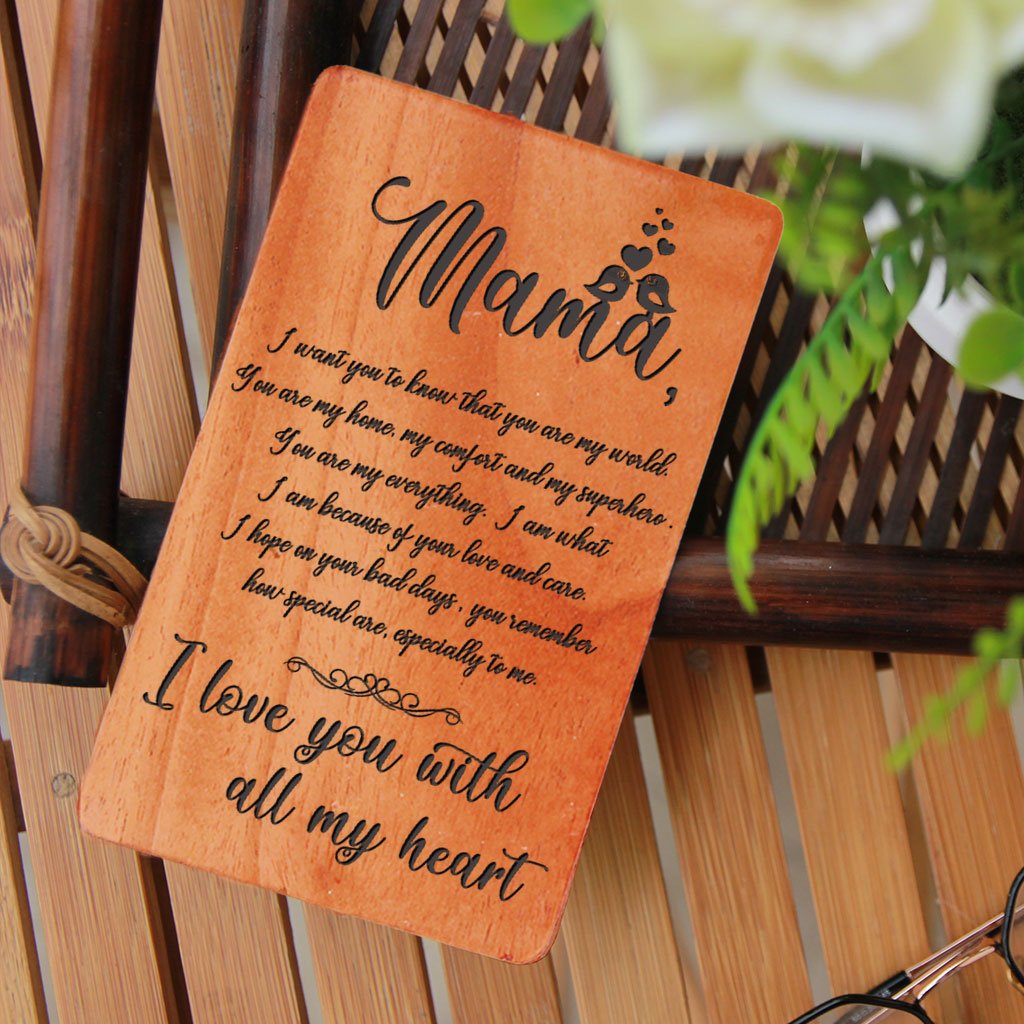 Greeting Card For Mother & Mothers Day Cards. This Set Of Personalized Wooden Cards makes perfect mothers day greeting cards, birthday card for mother or a greeting card for mother for any occasion.