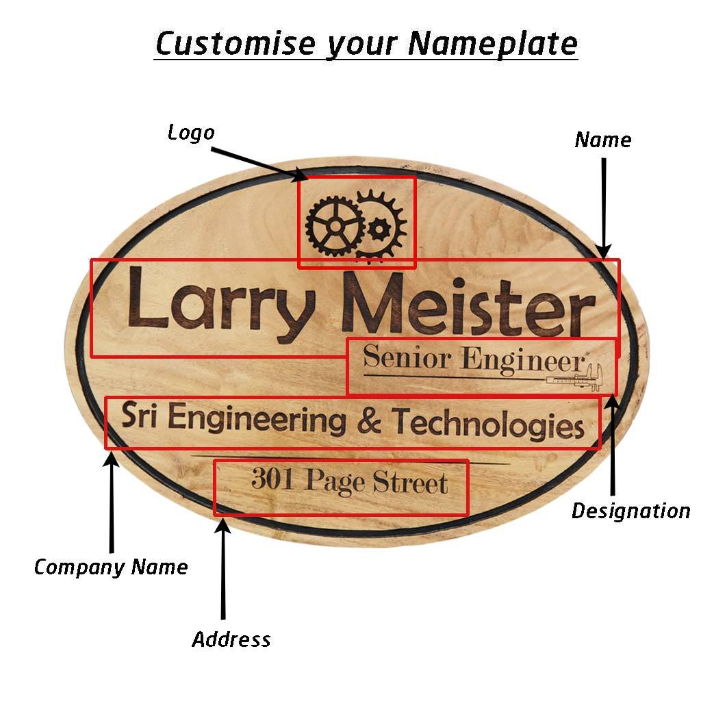 Wooden Name Plates For Engineers. Hanging Engineer Sign.