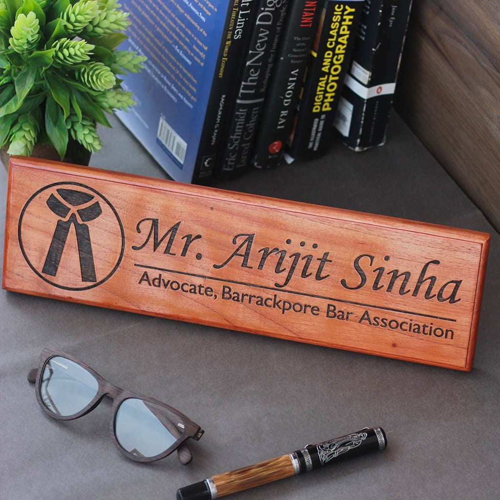 Personalized Wooden Nameplates for Lawyers - Gifts for Lawyers - Desk and Door Name Signs for Office by Woodgeek Store