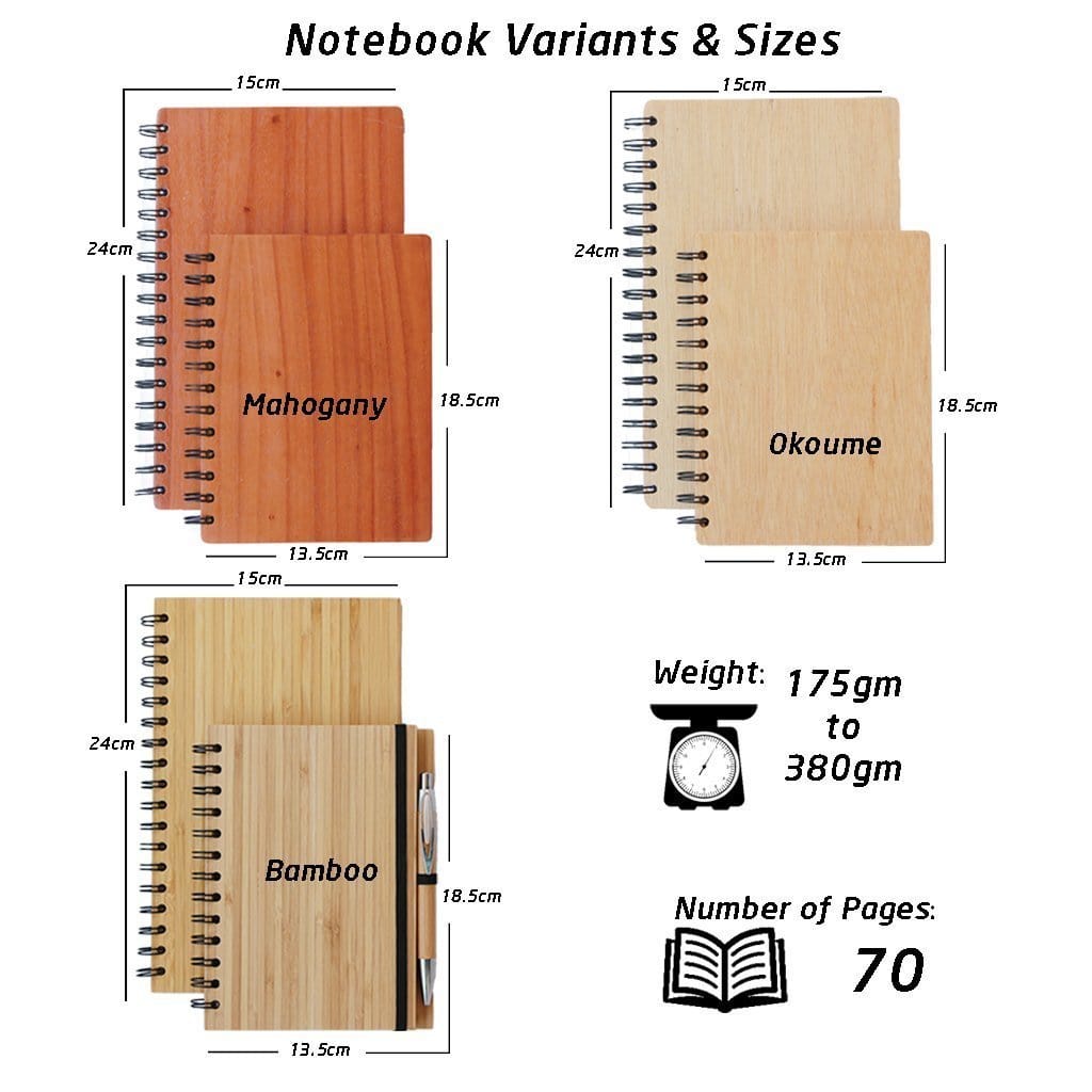 Wooden Notebook Specifications - Woodgeek Store