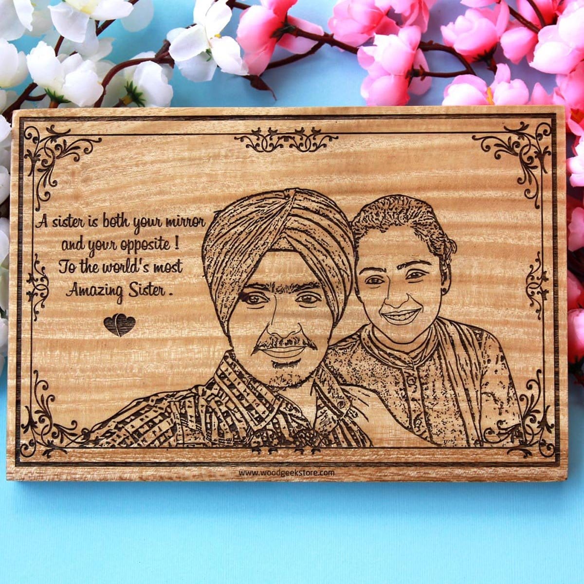 A sister is both your mirror and your opposite. To the world's most amazing sister.  Looking for Rakhi gifts for sister or birthday gifts for sister? This photo on wood is the best gift for her.