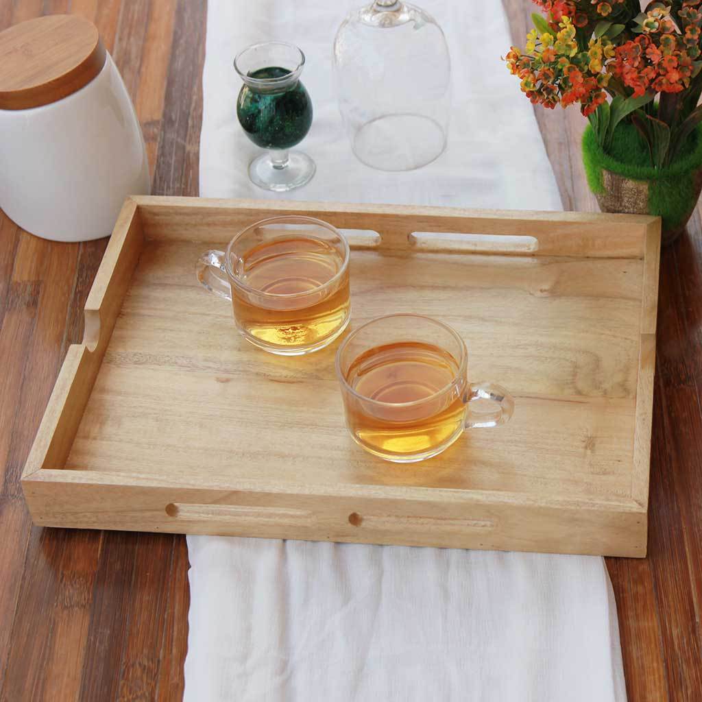 Wooden Serving Tray - A Rectangular Tray With Handles - Wooden Home Decor - Wooden Serving Tray - Coffee Serving Tray - Wooden Tea Tray - Wooden Food Trays - Small Wooden Tray - Decorative Wooden Serving Trays - Bed Serving Tray - Rectangular Serving Tray - Kitchen Decor - Wooden Kitchen Accessories - Woodgeek Store