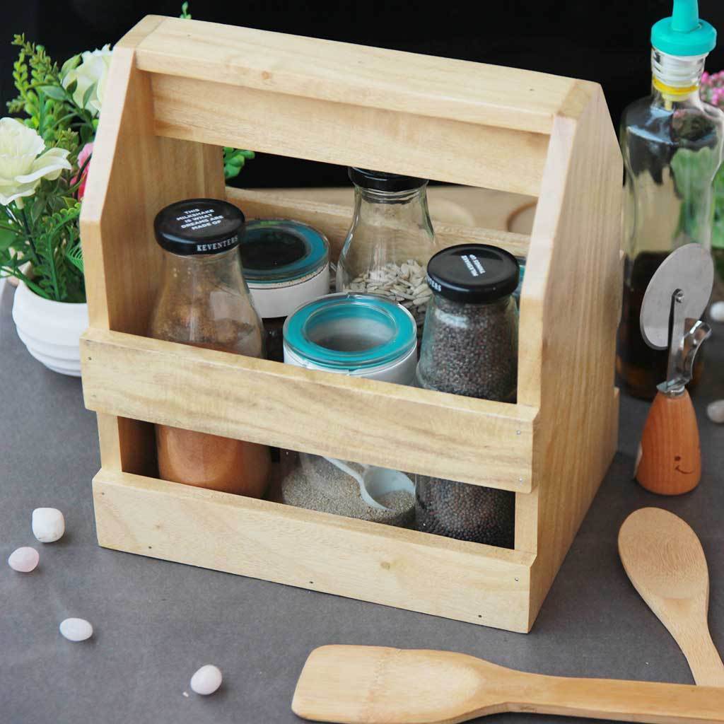 A Wooden Condiment Holder Is A Must-Have Kitchen Accessory. This Condiment Caddy and Spice Organizer Is The Best Gifts For Mom Or Gifts For Chefs.