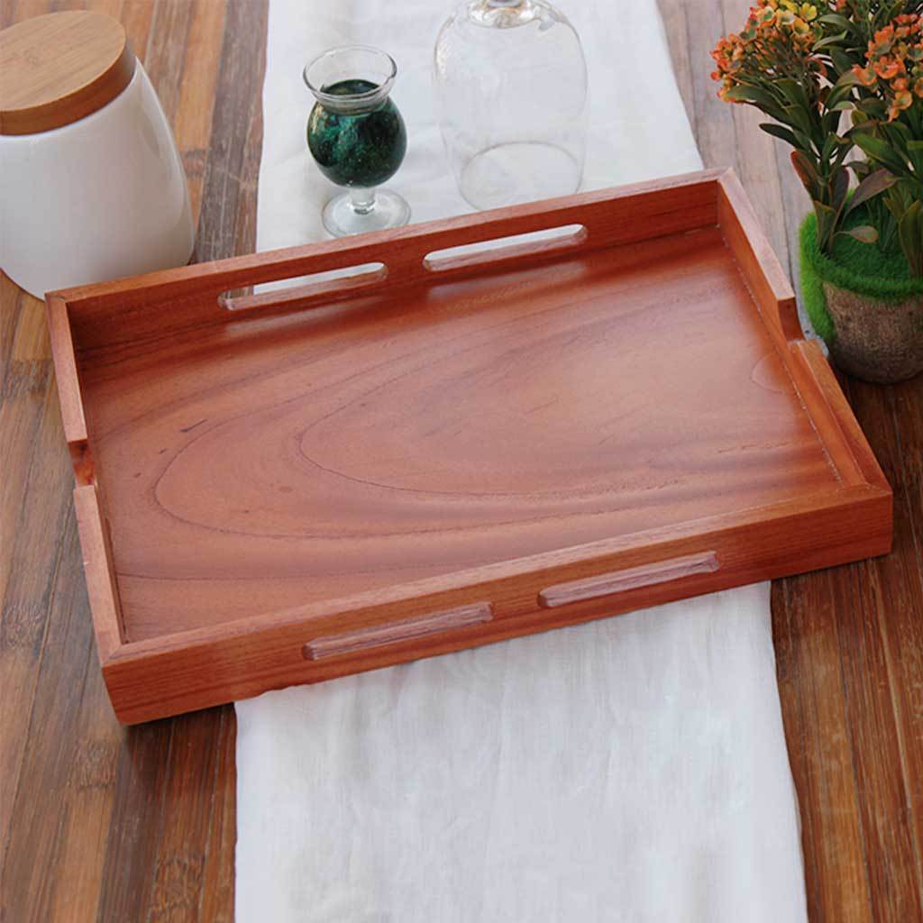 Wooden Serving Tray - A Rectangular Tray With Handles - Wooden Home Decor - Wooden Serving Tray - Coffee Serving Tray - Wooden Tea Tray - Wooden Food Trays - Small Wooden Tray - Decorative Wooden Serving Trays - Bed Serving Tray - Rectangular Serving Tray - Kitchen Decor - Wooden Kitchen Accessories - Woodgeek Store