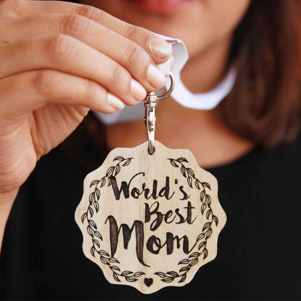 World's Best Mom Engraved Medal. It Is The Best Birthday Gift For Mom Or Mother's Day Gift. Buy More Customised Gifts For Parents From The Woodgeek Store.