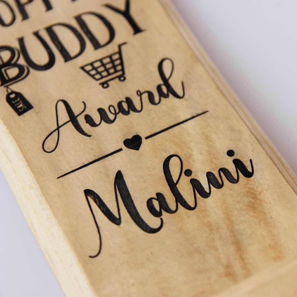 World&#39;s Best Shopping Buddy Trophy &amp; Award. These Custom Trophies are The Best Gift For Sisters and close friends and for those you love going Shopping with.