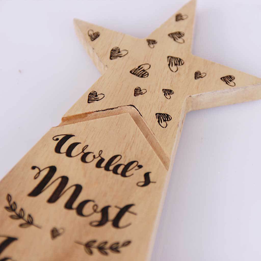 World's Most Loving Boyfriend Star Trophy. This Wooden Award makes a unique gift for boyfriend. These custom trophies are one of the best romantic gifts for him, anniversary gift or birthday gift for boyfriend.