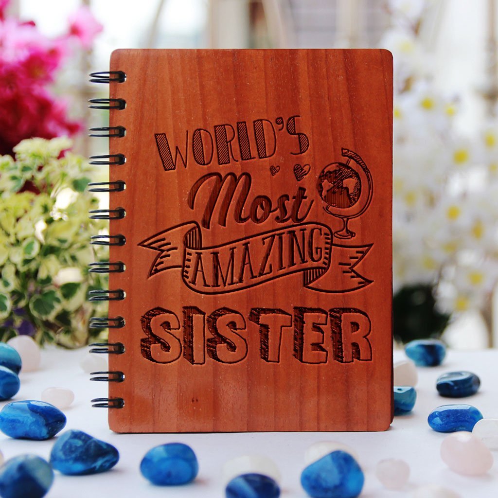 Best gifts for sisters - Unique sister gifts - Rakhi Gifts - Big Sister Gifts - best gift for sister - birthday gifts for sister - Notebook for Sister - Personalized Notebook - Wooden Notebook - Woodgeek Store