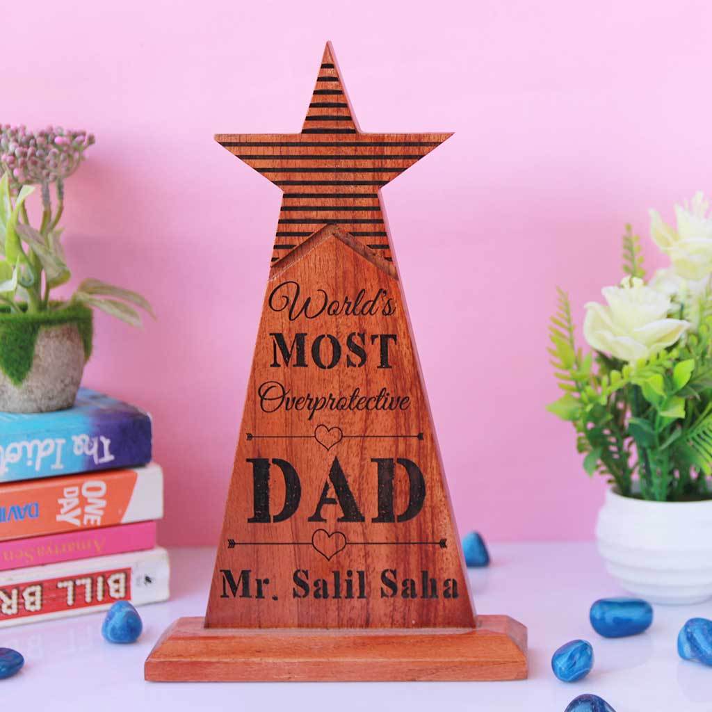 World&#39;s Most Overprotective Dad Star Trophy - A Funny Award for Dad. This is one of the best gifts for dad, Father&#39;s Day gift or birthday gift for him.