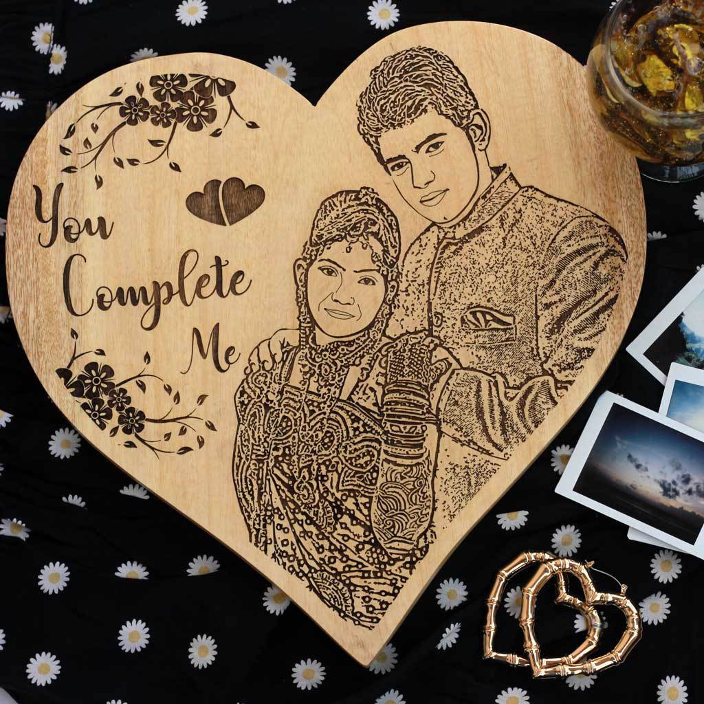 Best Romantic Gifts - Personalized Gifts for Him &amp; Her - Customized Wooden Poster - Heart Shaped Wooden Plaque - Woodgeek Store