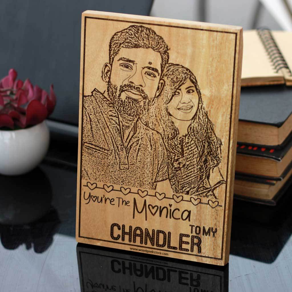 You&#39;re The Monica To My Chandler Wooden Frame- Personalized Wooden Poster for Friends Fans - Gifts for Friends Fans by Woodgeek Store