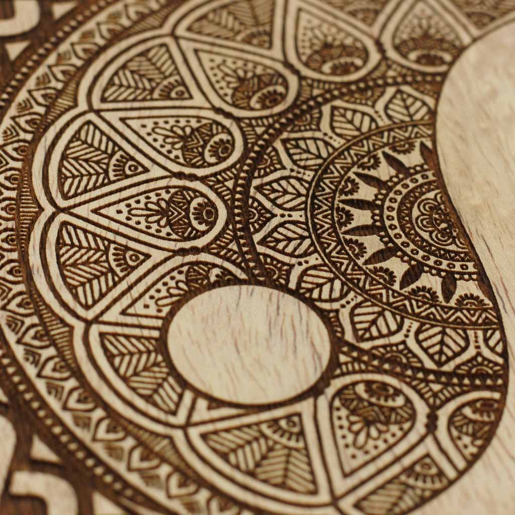 Wood Engraving -  Buy Wood Wall Art Online - Wood Carved Wall Art - Yin &amp; Yang Art on Wood - Woodgeek Store