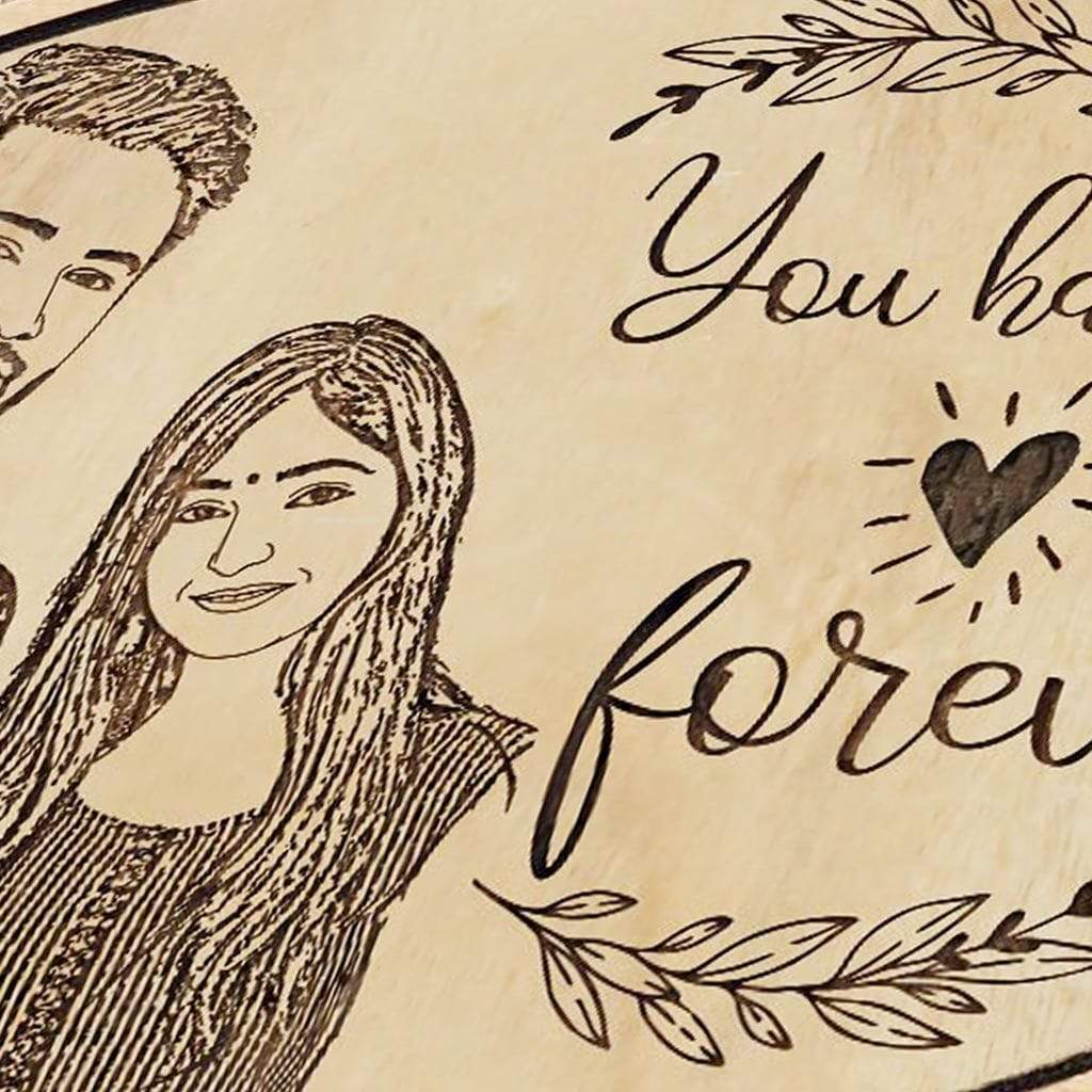 You Have My Heart Forever Hanging Sign - Photo On Wood - Wood Engraved Photo - Buy Photo Gifts At Woodgeek Store - Best Anniversary Gifts