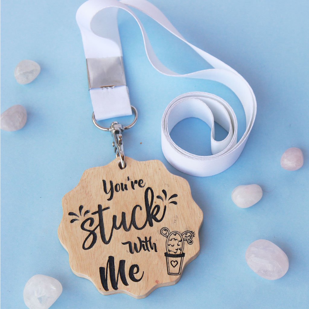 You&#39;re Stuck With Me Wooden Medal - Funny Medal Awards For Your Partner, Friends or Family - Medal With Ribbon - This is a unique gift for the person you love