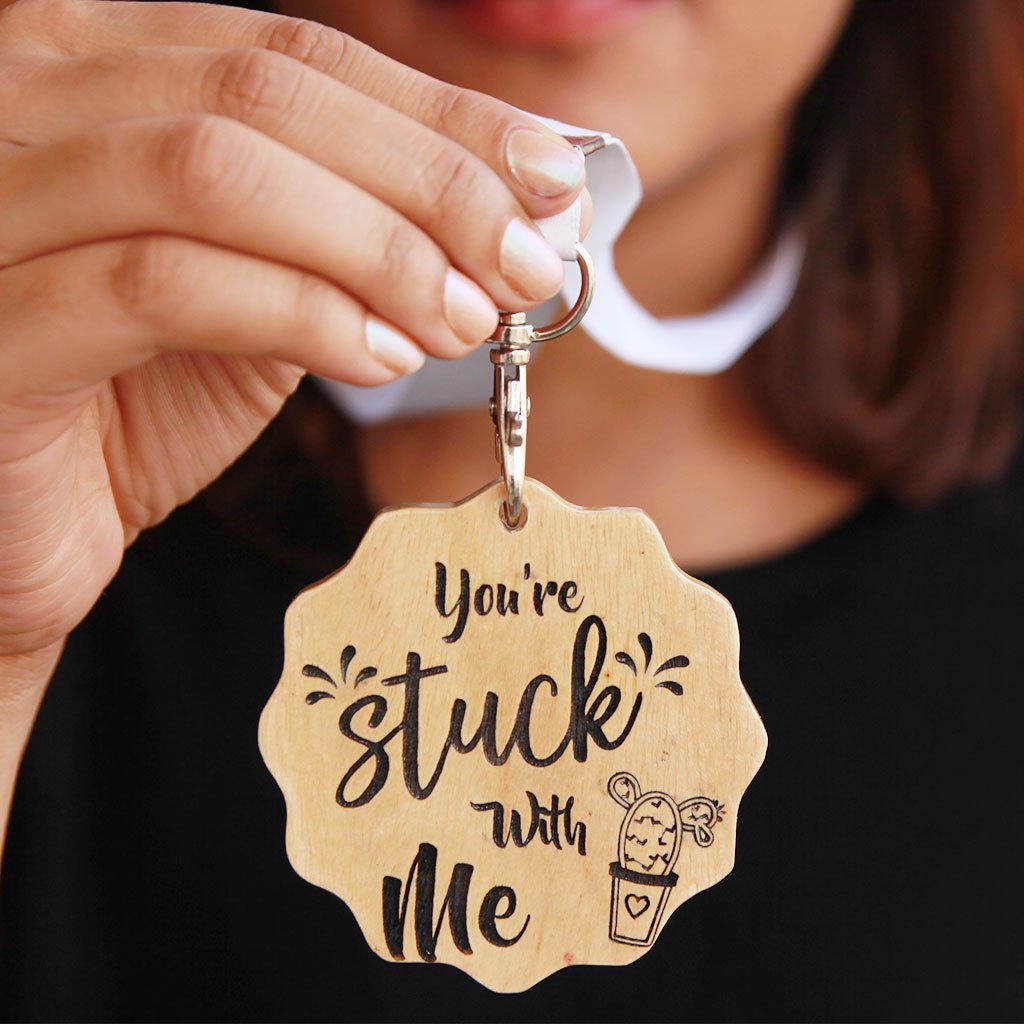 You're Stuck With Me Wooden Medal - Funny Medal Awards For Your Partner, Friends or Family - Medal With Ribbon - This is a unique gift for the person you love