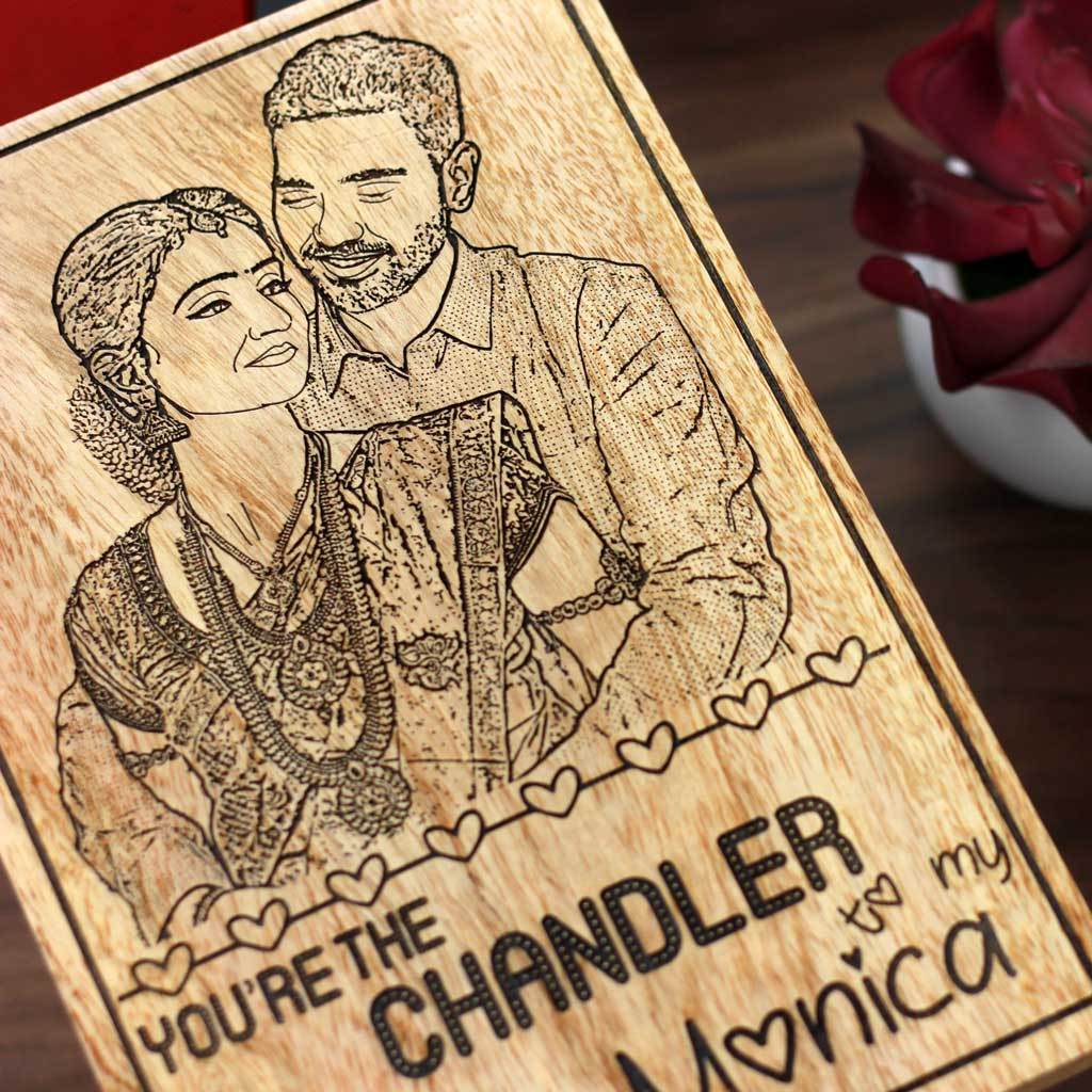 You&#39;re The Monica To My Chandler Wooden Frame- Personalized Wooden Poster for Friends Fans - Gifts for Friends Fans by Woodgeek Store