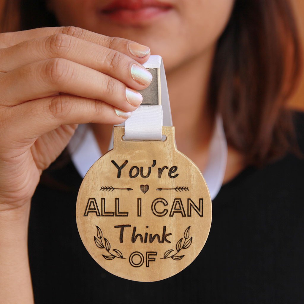 You're All I Can Think Of Wooden Medal With Ribbon - Custom Romantic Gifts for Him & Her