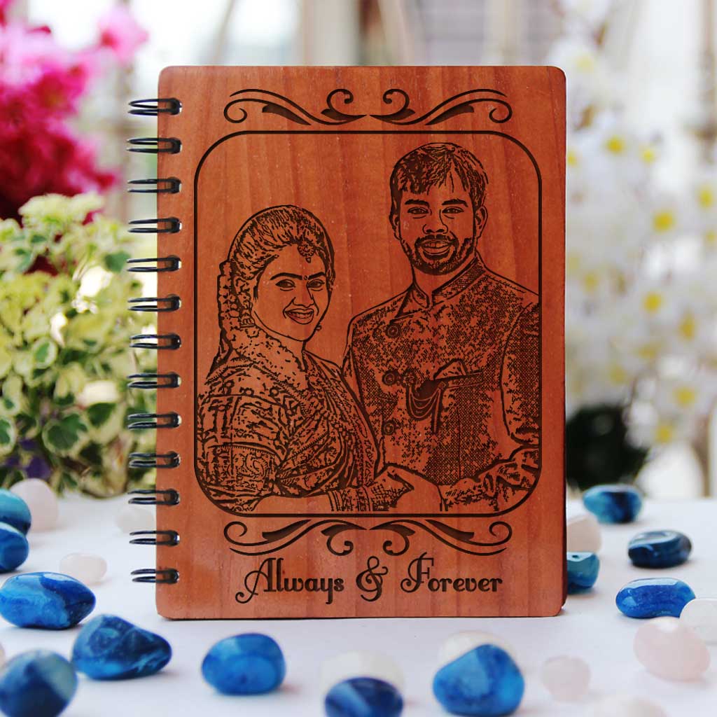 You And Me Always And Forever Wooden Notebook. This Photo Notebook is one of the most romantic gifts for husband. Looking for Gifts for him or gifts for her? This Wooden Notebook Journal Makes One Of The Best Personalized Gifts