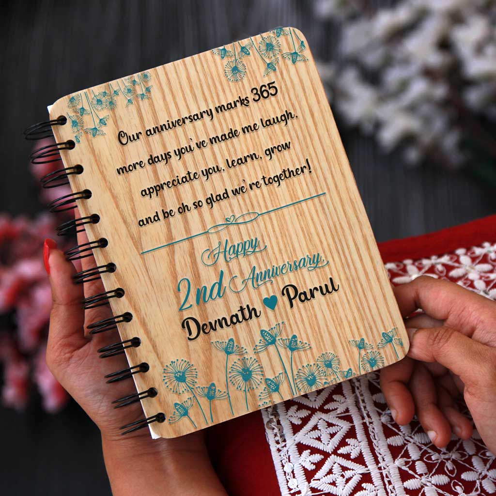 Lets Start With Forever | Personalized Anniversary Photo Wood Diary