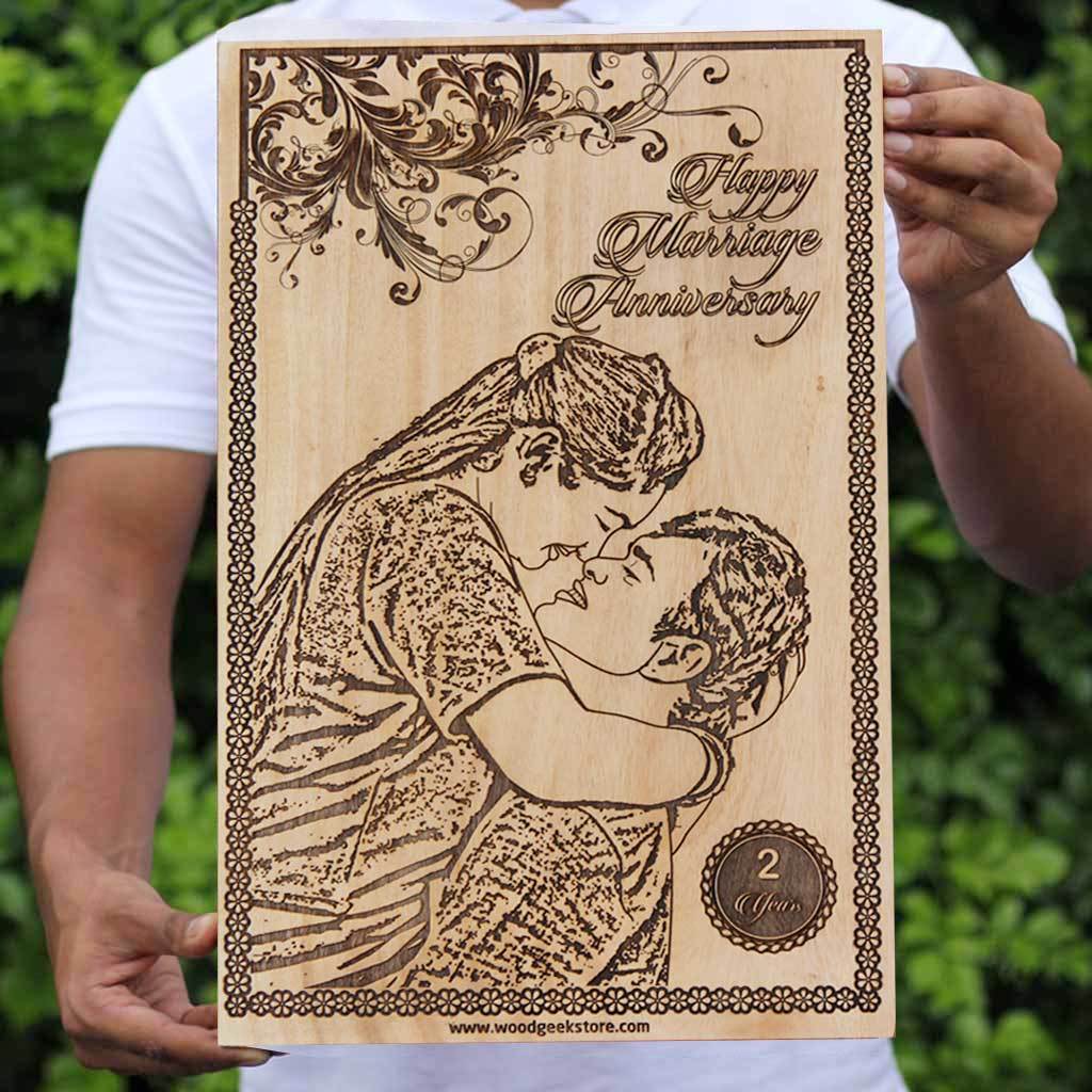 Wood Anniversary Gifts - Personalized Gifts - Photo on Wood - Custom Engraved Wood Wall Art Decor - Unique Anniversary Gifts - Woodgeek Store