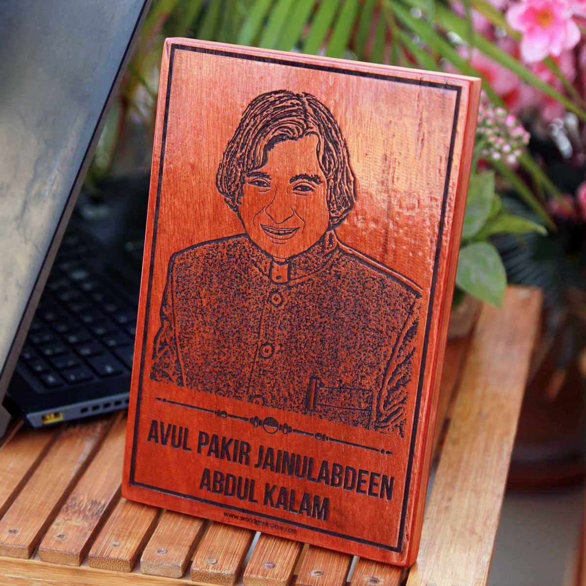 President Of India APJ Abdul Kalam Ji Engraved Wood Plaque
