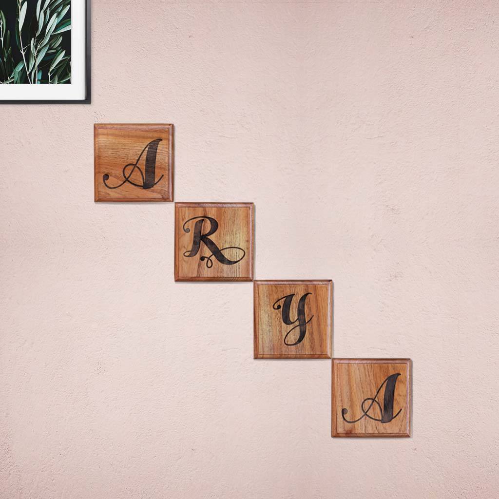 Wooden Crossword Tiles With Letters On Them - Scrabble Wall Art Personalized With Name - Wooden tiles for Walls - Woodgeek Store