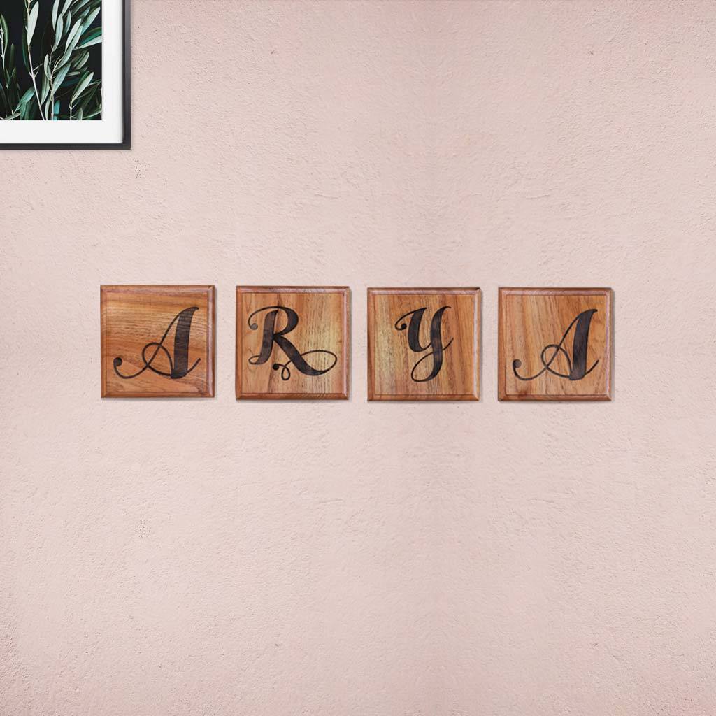 Wooden Crossword Tiles With Letters On Them - Scrabble Wall Art Personalized With Name - Wooden tiles for Walls - Woodgeek Store