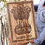 Ashok Stambh Engraved Wood Plaque | Ashoka Pillar National Emblem