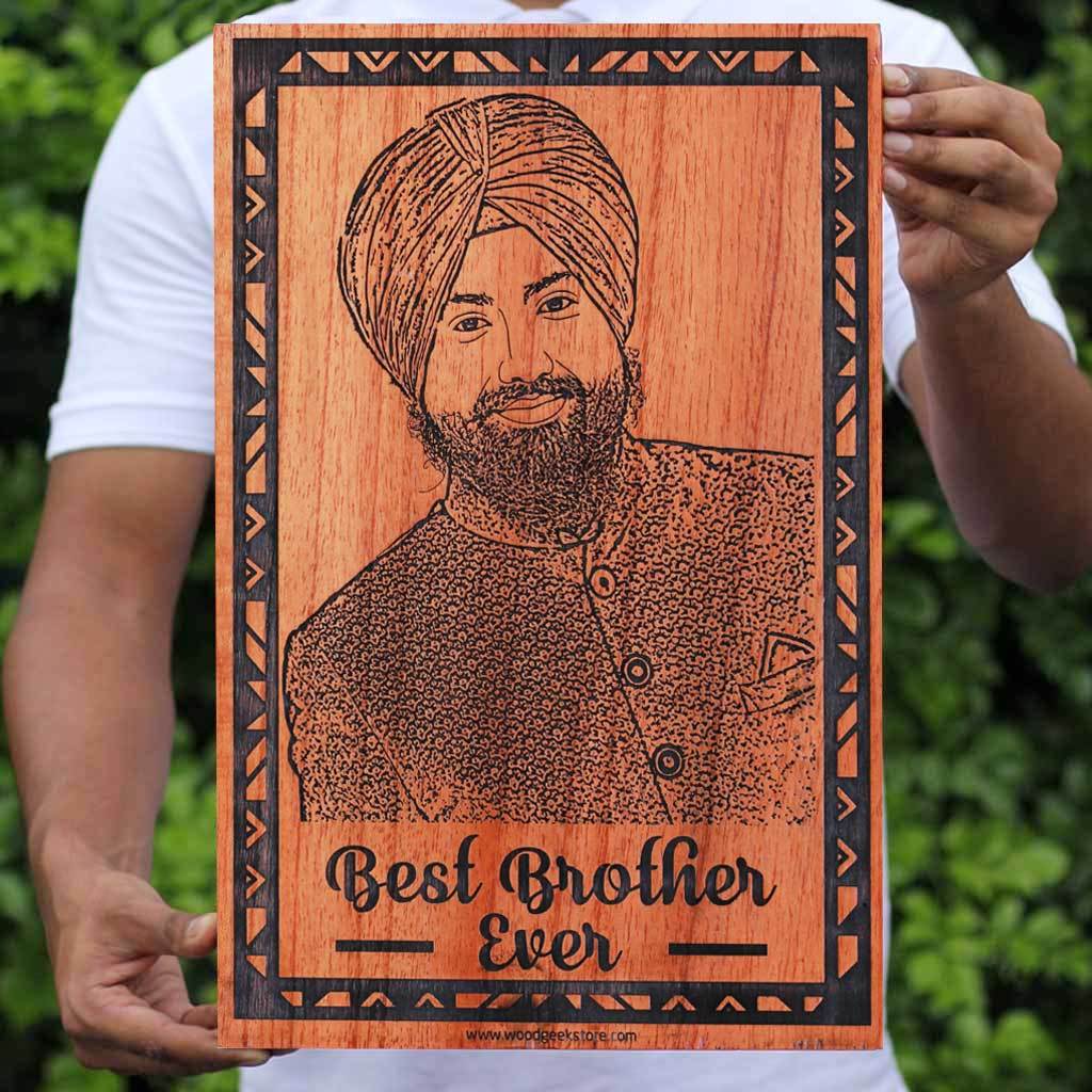 Wood Frame | Photo on Wood | Personalized Gift for Brother | Wood Art | Wooden Picture Frame - Woodgeek Store