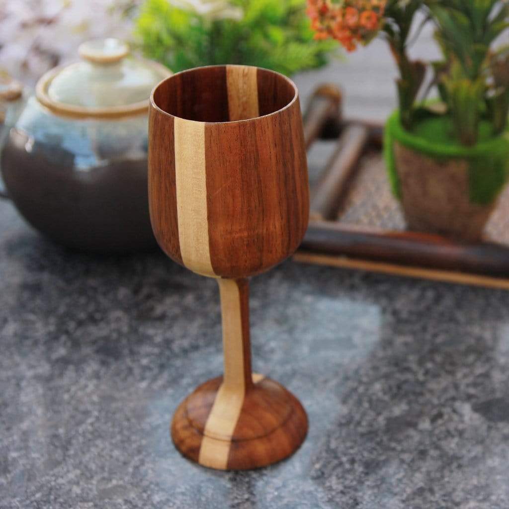 Personalized Wood Wine Goblets Engraved With Name | Anniversary Gift