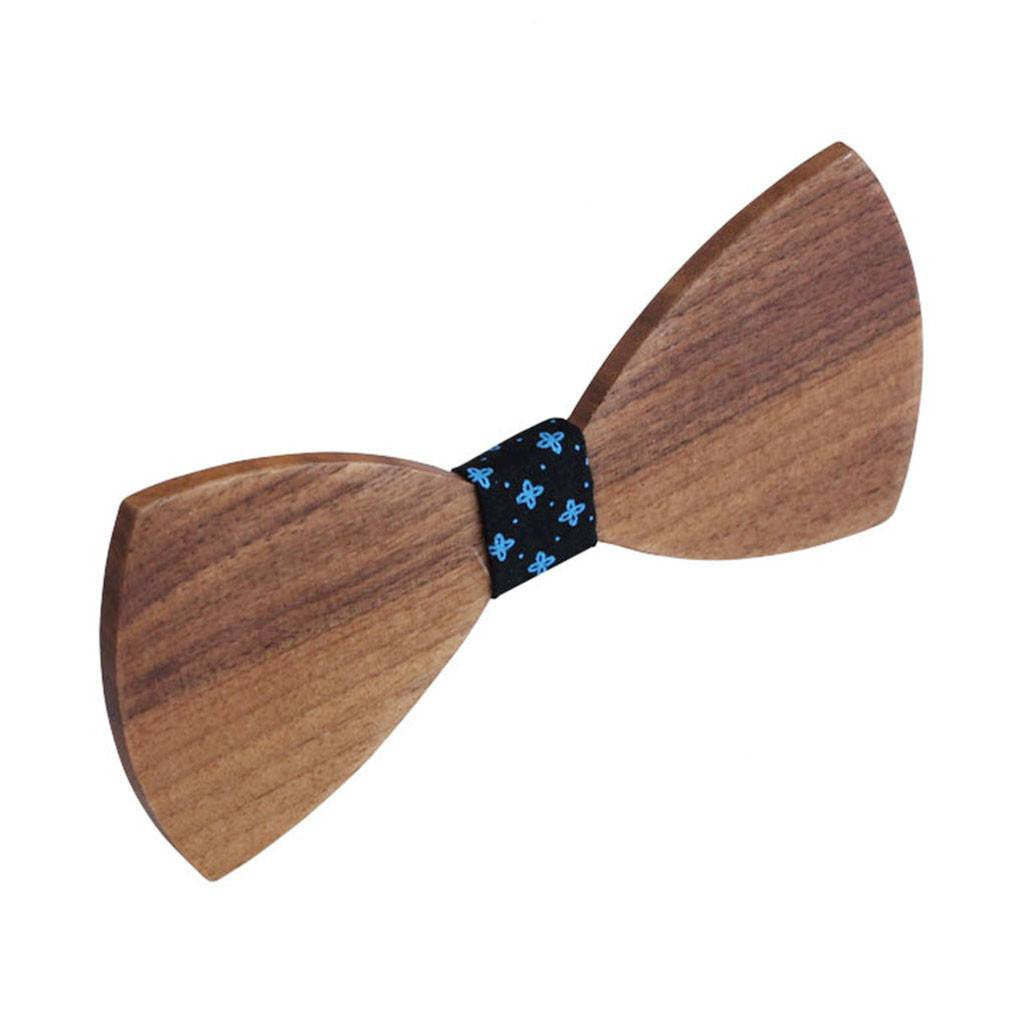 Bow Ties - The  Deshpande - Brown Wooden Bow Tie - Black Star
