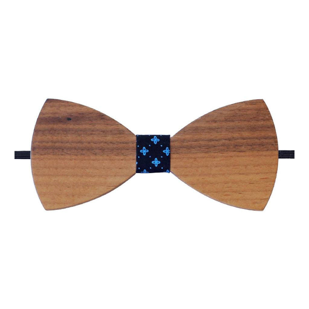 Bow Ties - The  Deshpande - Brown Wooden Bow Tie - Black Star