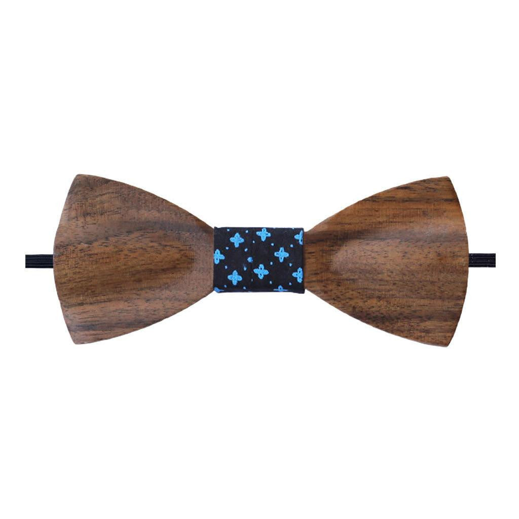 Bow Ties - The Iyengar - Brown Wooden Bow Tie - Black Star