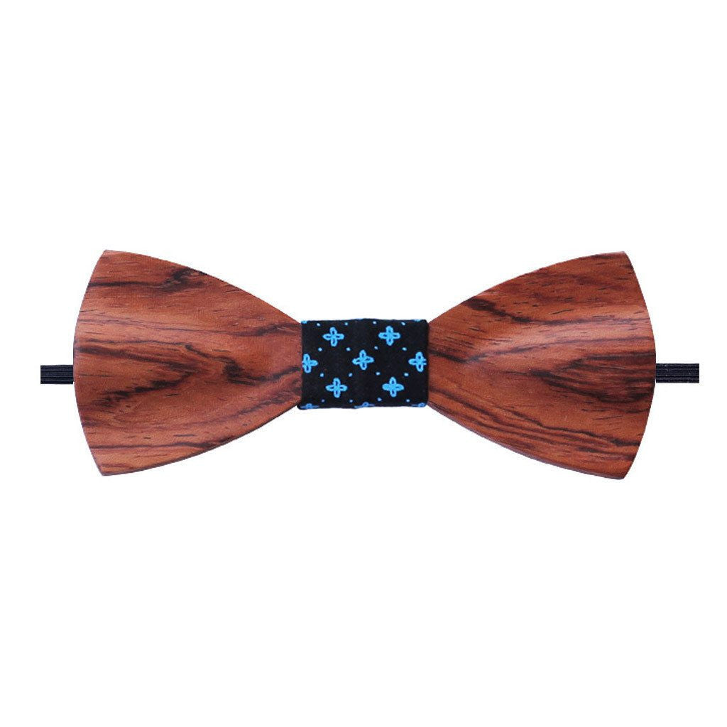 Bow Ties - The Mukherjee - Red Wooden Bow Tie - Black Star