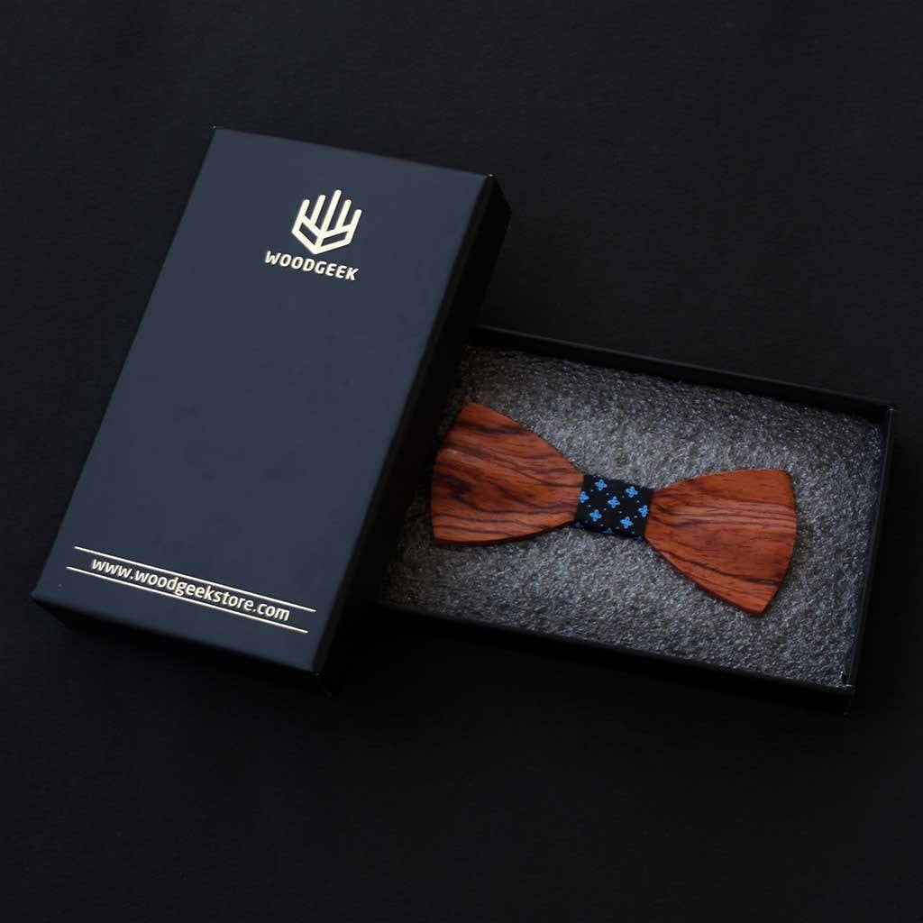 Bow Ties - The Mukherjee - Red Wooden Bow Tie - Black Star