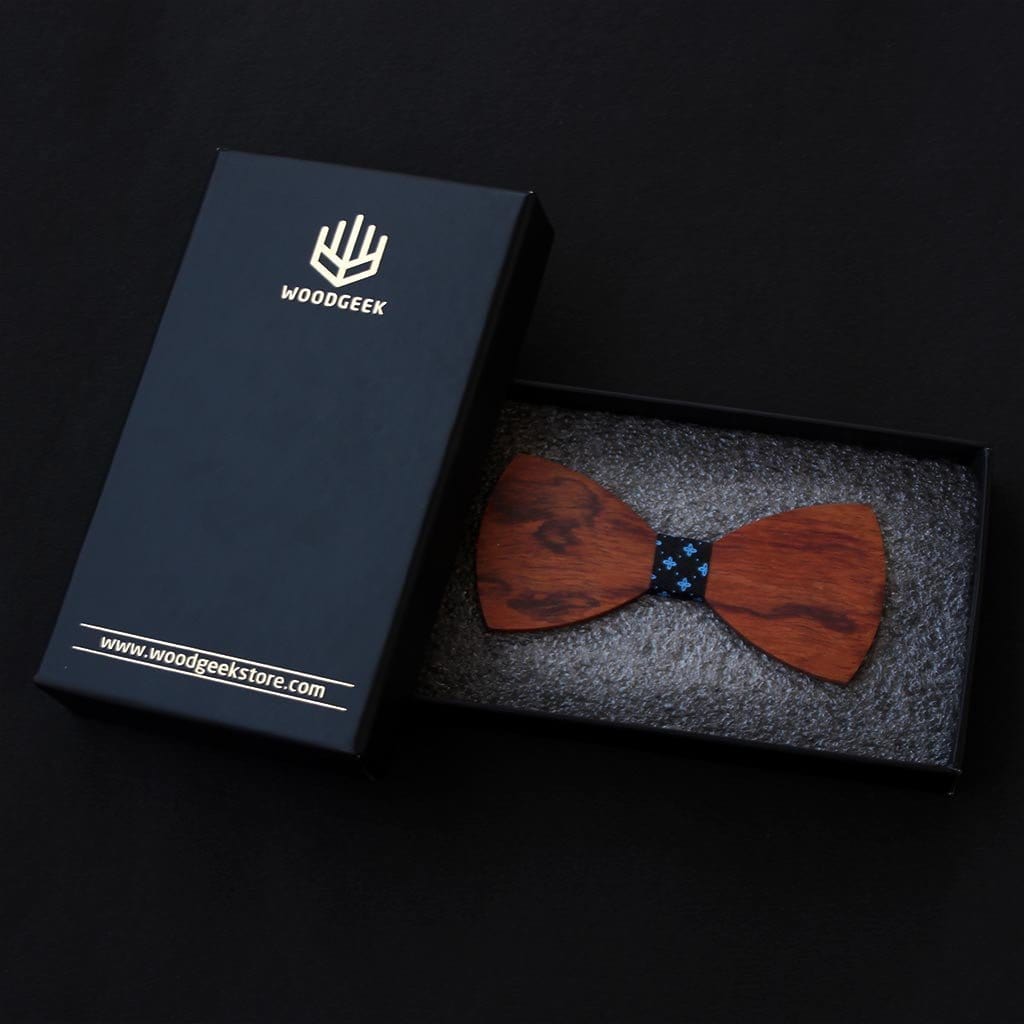 Bow Ties - The Riba - Red Wooden Bow Tie - Black Star