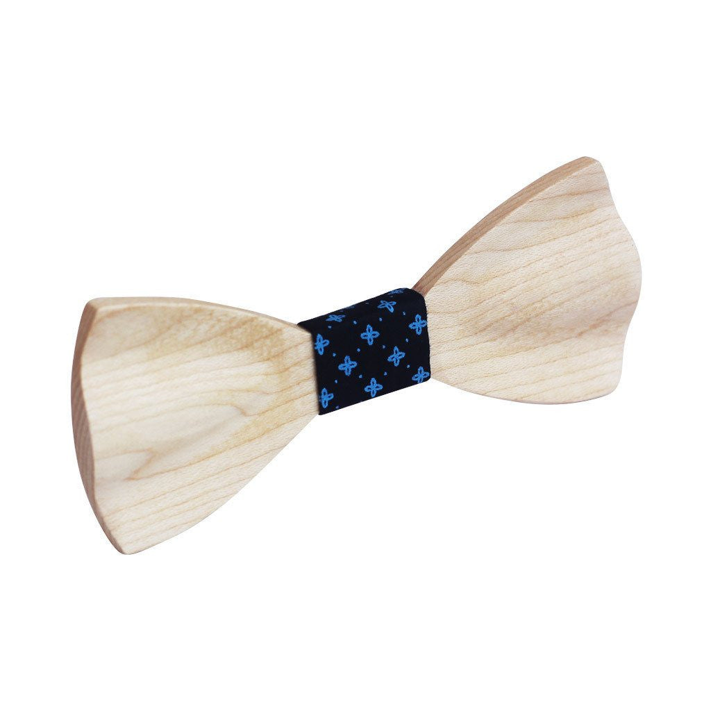 Bow Ties - The Shah - White Wooden Bow Tie - Black Star
