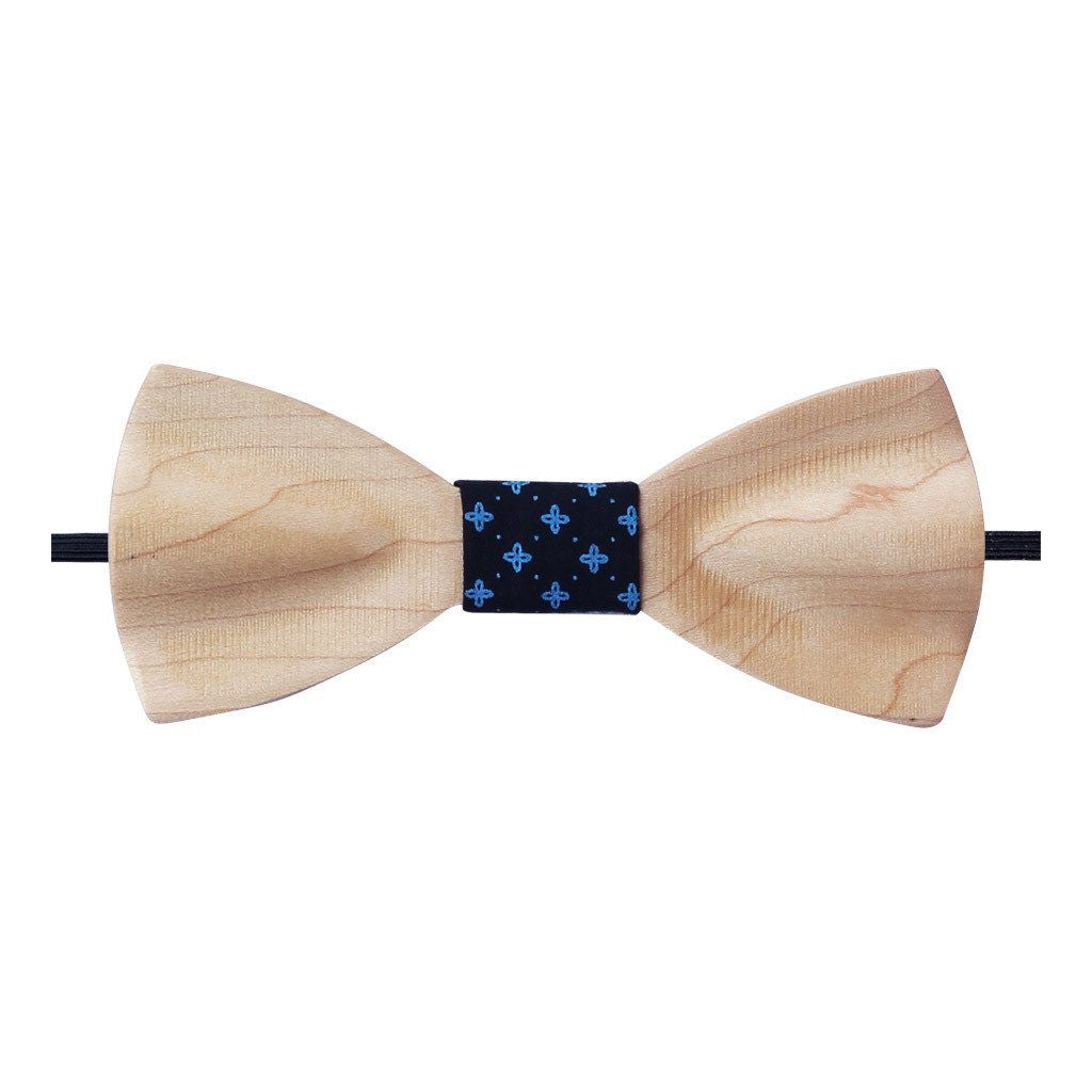 Bow Ties - The Shah - White Wooden Bow Tie - Black Star