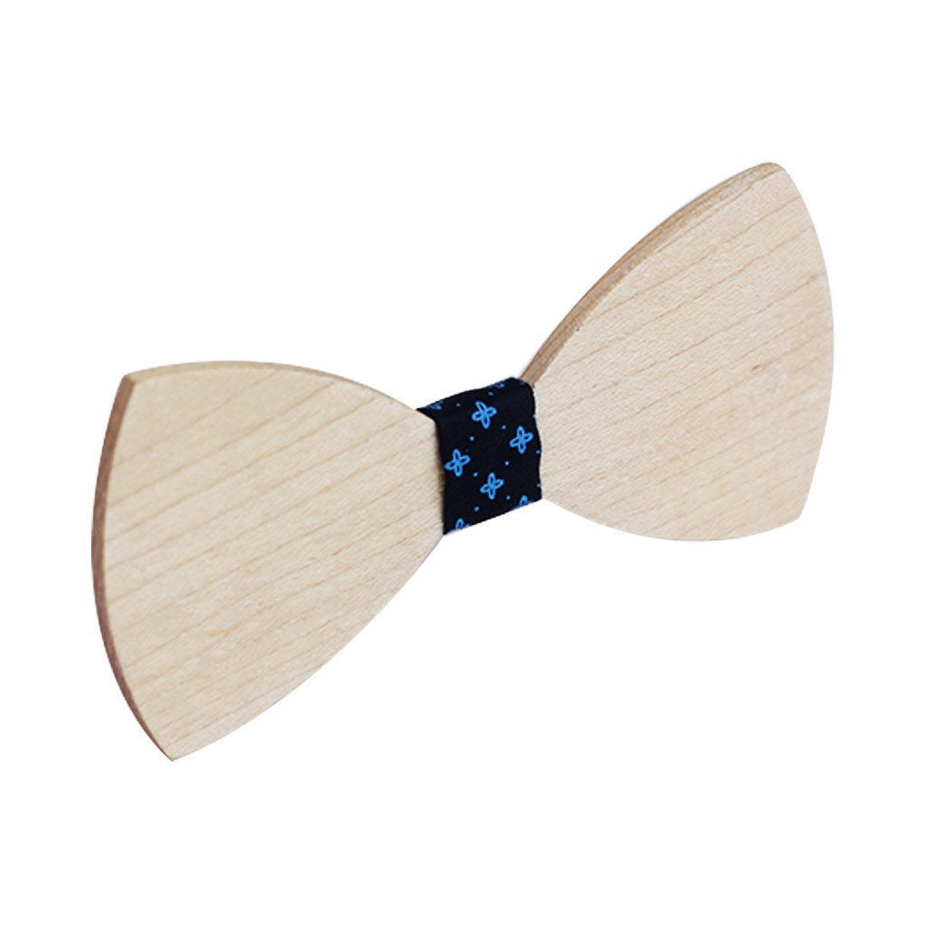 Bow Ties - The Sherpa - White Wooden Bow Tie - Black Star